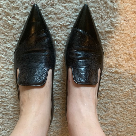 Miu Miu Black Leather Pointed Toe Flats - Picture 6 of 6
